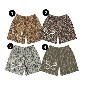 Deer Antler Camo Shorts for Men, Hunting Camo Trunks, Outdoor Sportswear, Camouflage Beach Shorts, Casual Hunting Gear