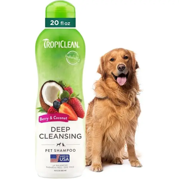 TropiClean Deodorizing Dog Shampoo – 20 oz Berry Scent Long Lasting Odor Control Puppy & Cat Safe
