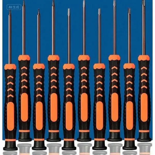 10-Piece Magnetic Torx Screwdriver Set (T2-T15, Incl. T7, T9) with Anti-Slip Handle, Compact Storage Case, Pry Bar Tool for Workshop Electronics Repairs, Ring Doorbell, Small Devices, Gaming Consoles