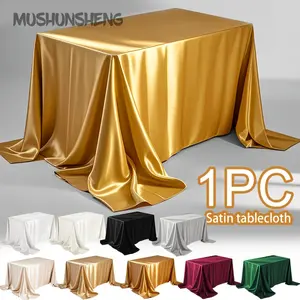 1 PC smooth satin rectangular tablecloth, perfect for engagement ceremonies, weddings, banquets, restaurants, Christmas festivals and party events