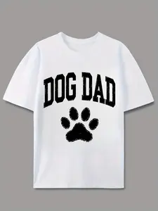 Men's Retro Dog Dad T-Shirt with Paw Print Design