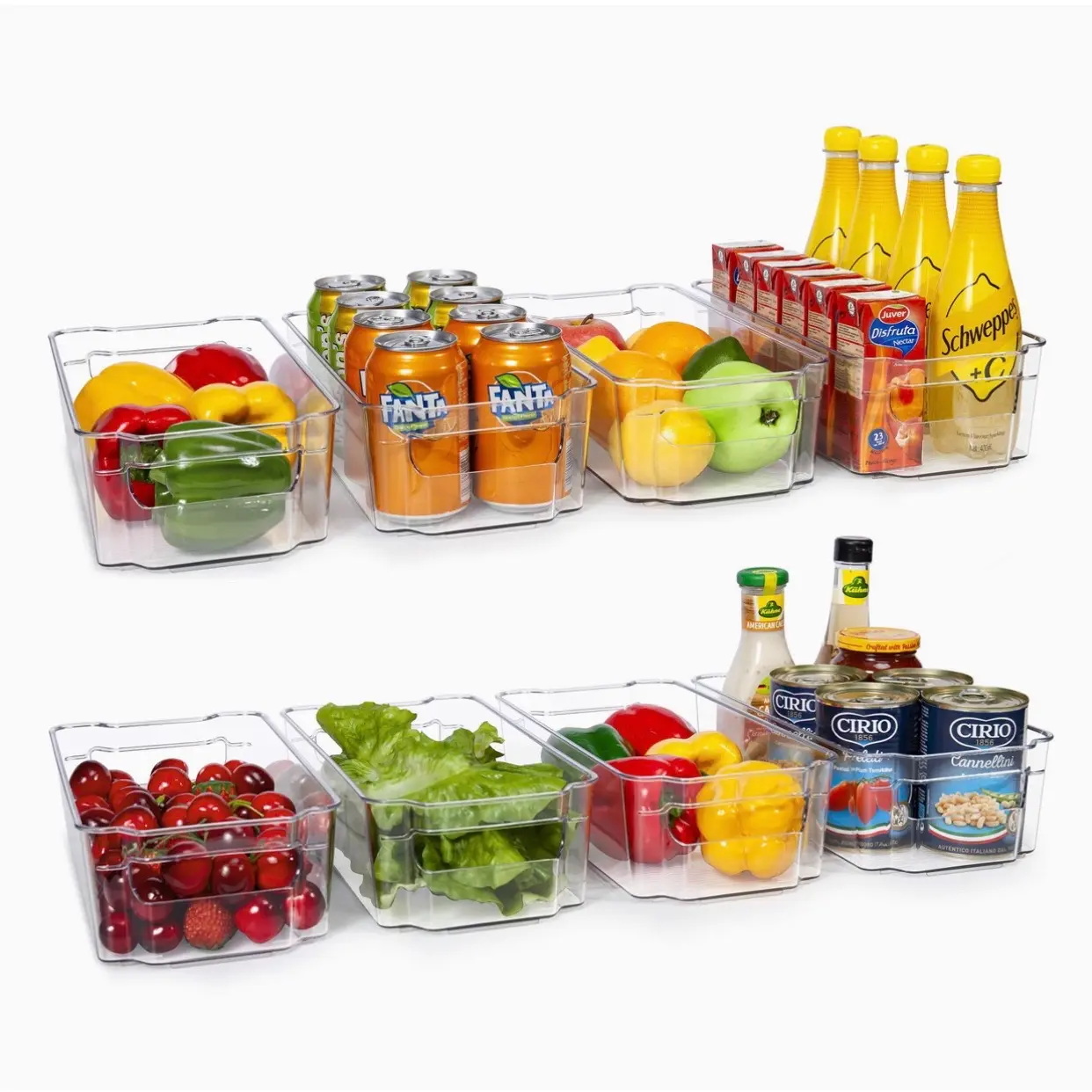 Refrigerator Organizer Bins - Clear Plastic Bins For Fridge, Freezer, Kitchen Cabinet, Pantry Organization, BPA Free Fridge Organizer, 12.5" Long, Clear
