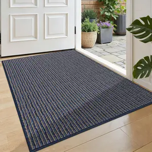 Front Door Mat 32"x47", Super Absorbent & Stain Resistant Pet-Friendly Doormat, Low Profile Non-Slip Washable Backing for Garage,  Door, Mudroom,  Family, Blue