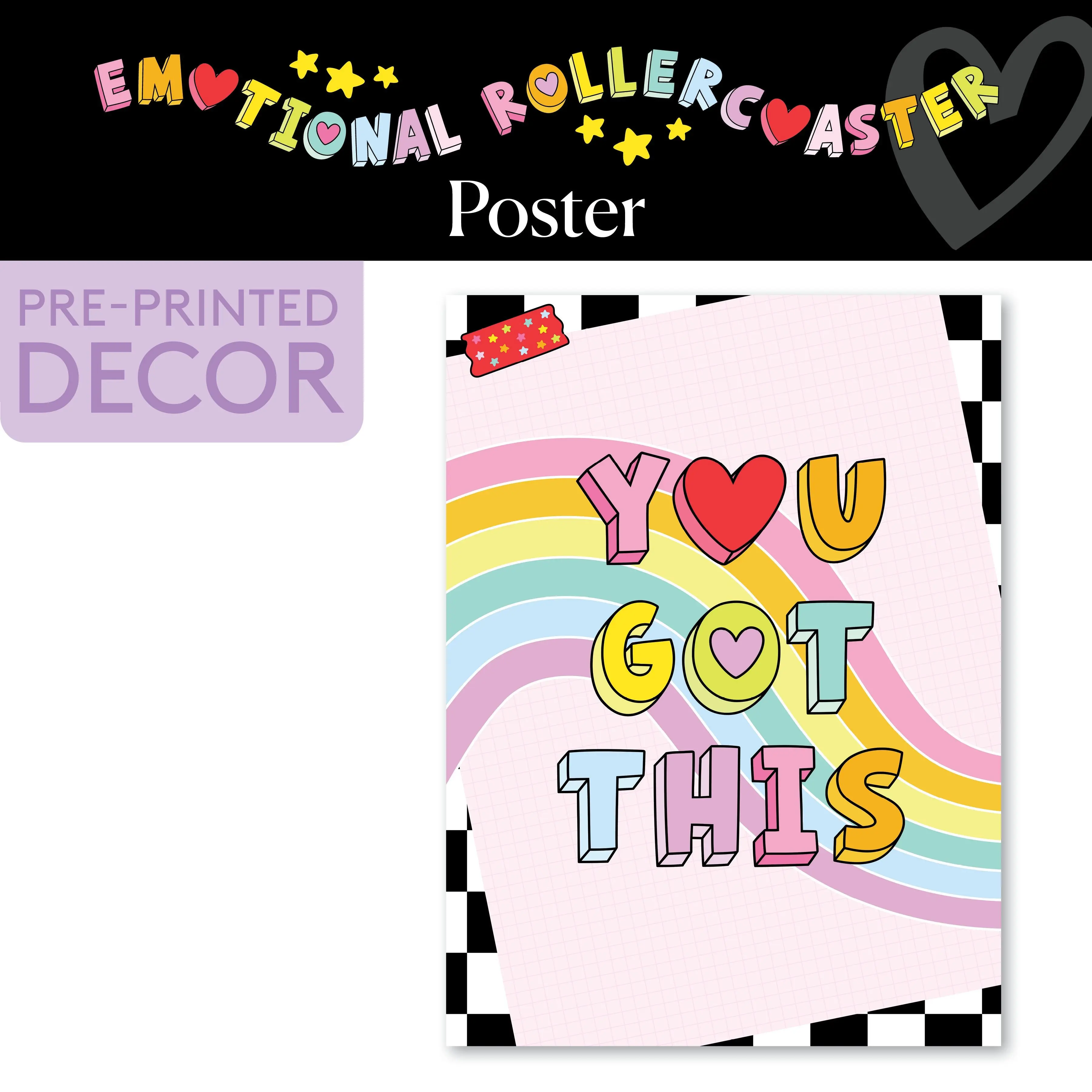 You Got This Rainbow Pastel Classroom Poster | Emotional Rollercoaster