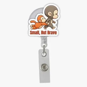 Punch Baby Monkey Badge Reel, Retractable ID Holder, Small But Brave Monkey Badge Reel