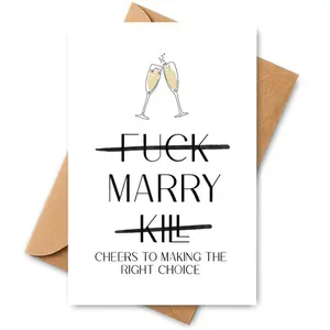 Congratulations Wedding Card, Marry Kill Cheers Design, Perfect for Wedding Day, Bold & Unique Greeting Card, Custom Message Card
