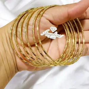 AngelyLorn Bangle semanario 7.5 for Women Stainless Steel 3 Capas Oro Real 14k Finish Water Resistant Daily