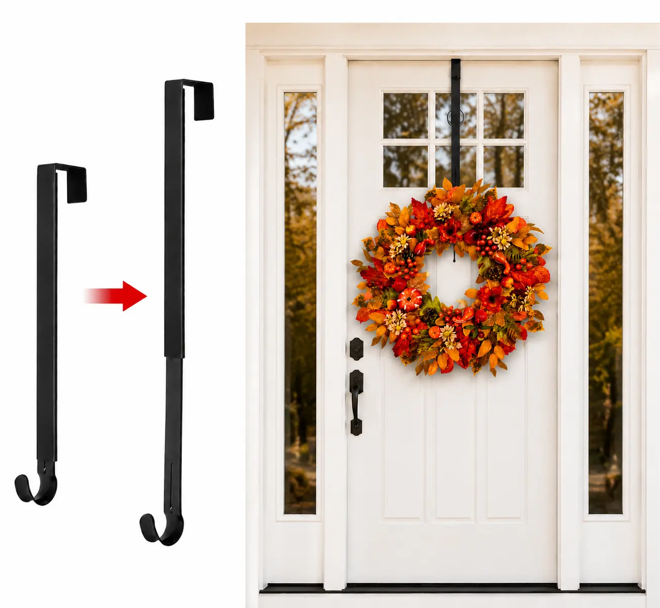 24 Inch Fall Wreath for Front Door – Autumn Wreath with Pumpkins, Apples, Pomegranates, Maple Leaves and Berries for Farmhouse Porch, Thanksgiving and Harvest Decor