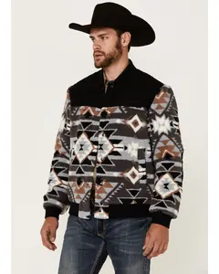 Hooey Men's Southwestern Print Sherpa Bomber Jacket - Hj132azbk