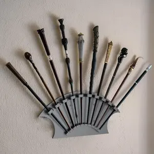 Wall Mounted Wand Display Holder for 10 Wands, Display Stand for Wand Collectors and Enthusiasts, for Living Room Bedroom Office (1PC-Black)