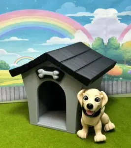 Labrador Dog with Doghouse, Articulating Cute 3D Printed Poseable Animal Toy, Stress Relied Fidget Toy, Custom Pet Gift for Dog Lovers