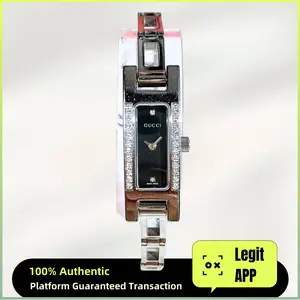 Gucci Vintage 3900L Quartz - Black Dial, Steel Bracelet & Diamond-Set Caseback Ladies Watch 11907913