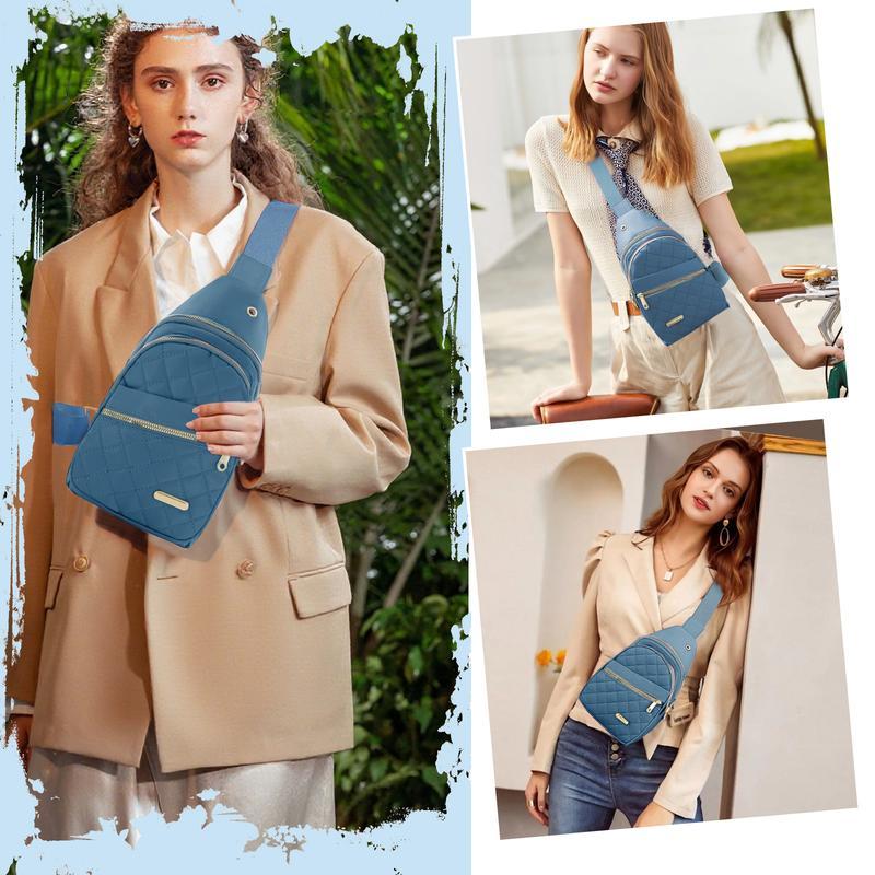 Solid Color Quilted Fanny Pack - Casual Zipper Chest Belt Bum Bag, Adjustable Sling Bag for Daily Use, Lightweight & Waterproof