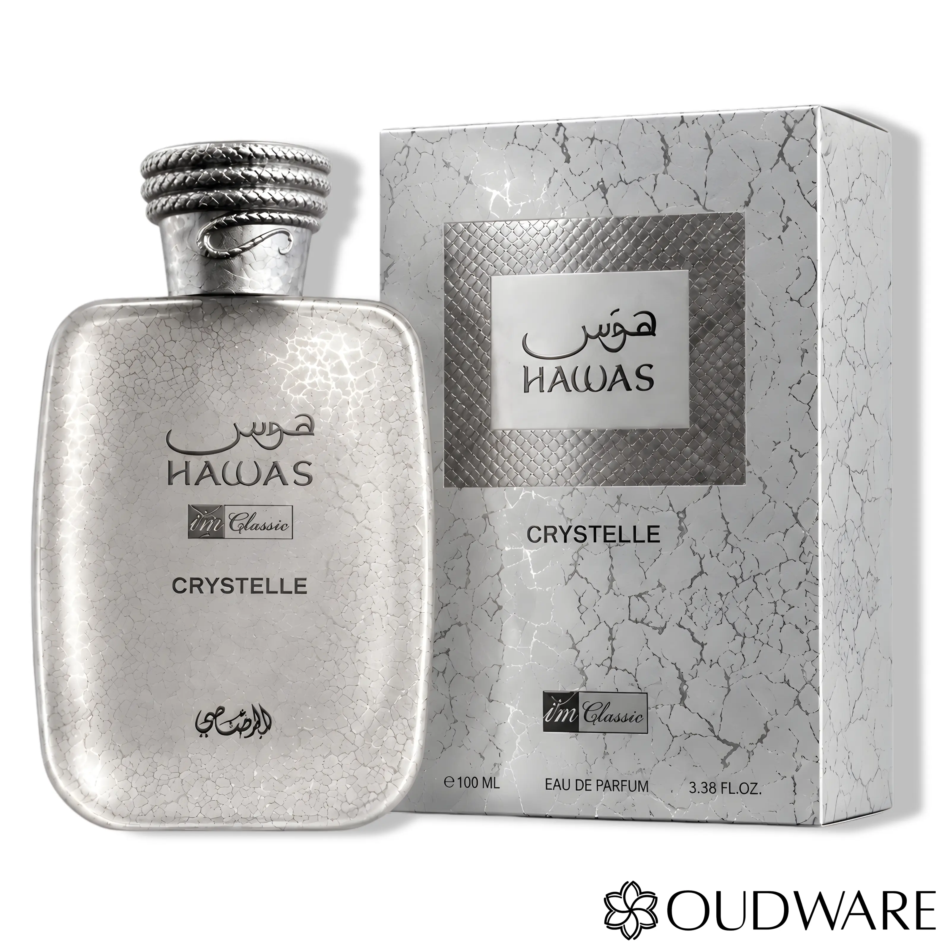Rasasi Hawas Crystelle Eau De Parfum 100ml (3.38oz) - A Long Lasting Fresh & Spicy Genderless Fragrance
