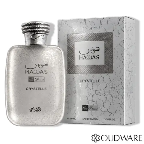 Rasasi Hawas Crystelle Eau De Parfum 100ml (3.38oz) - A Long Lasting Fresh & Spicy Genderless Fragrance