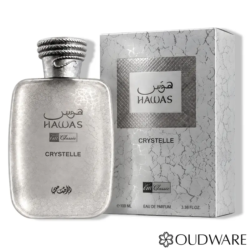 Rasasi Hawas Crystelle Eau De Parfum 100ml (3.38oz) - A Long Lasting Fresh & Spicy Genderless Fragrance