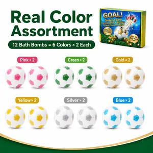 Soccer-Themed Bath Bombs for Kids with Surprise Toys, Shoe Charms & Flag Collectibles Inside, 12 Pack Fizzy Bath Bomb Gift Set, Vibrant Colors