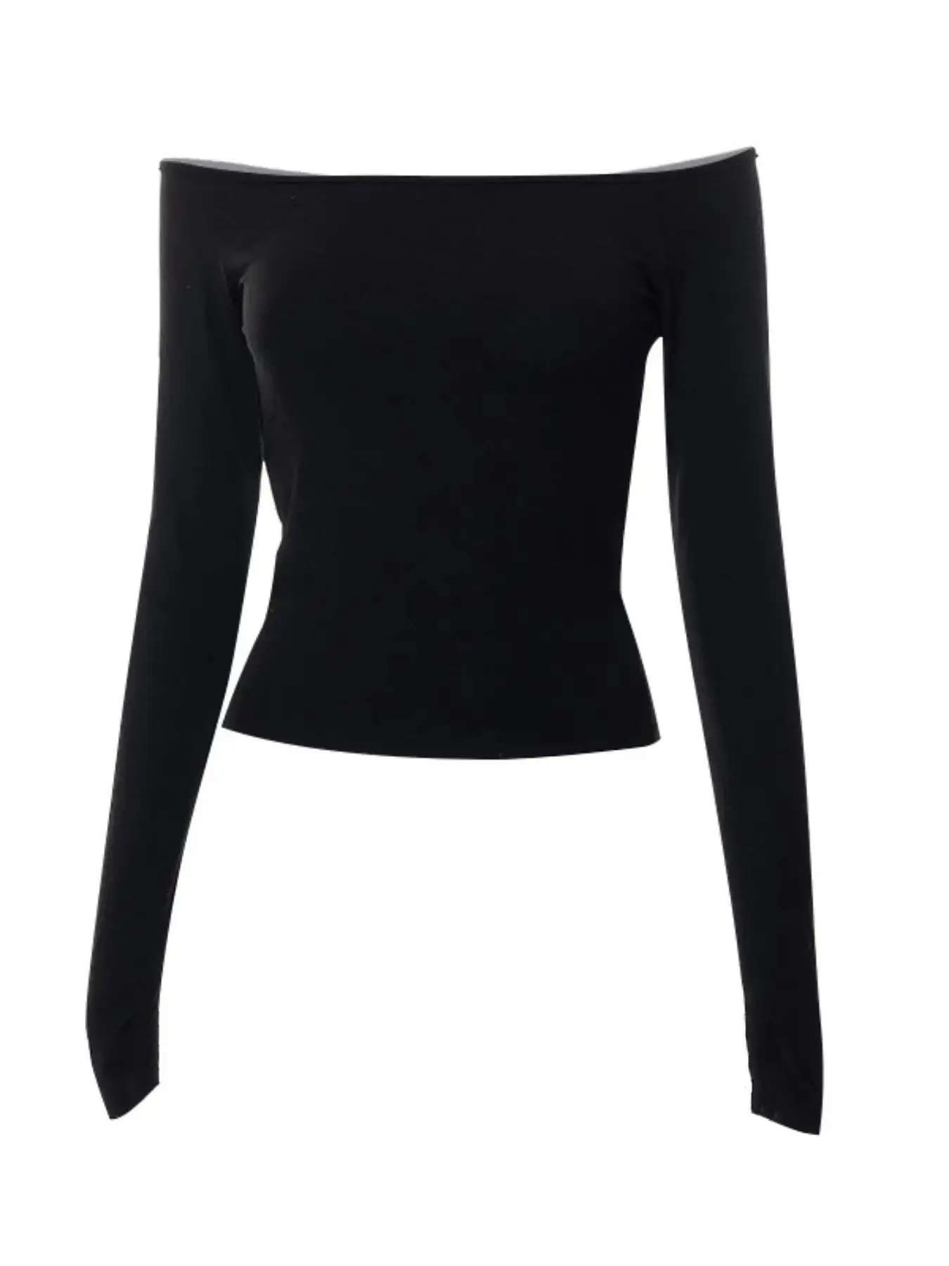 Women's Solid Cut Out Off The Shoulder Tee, Casual Classy Long Sleeve T-shirt for Spring & Fall, Women's Clothing for Daily Wear