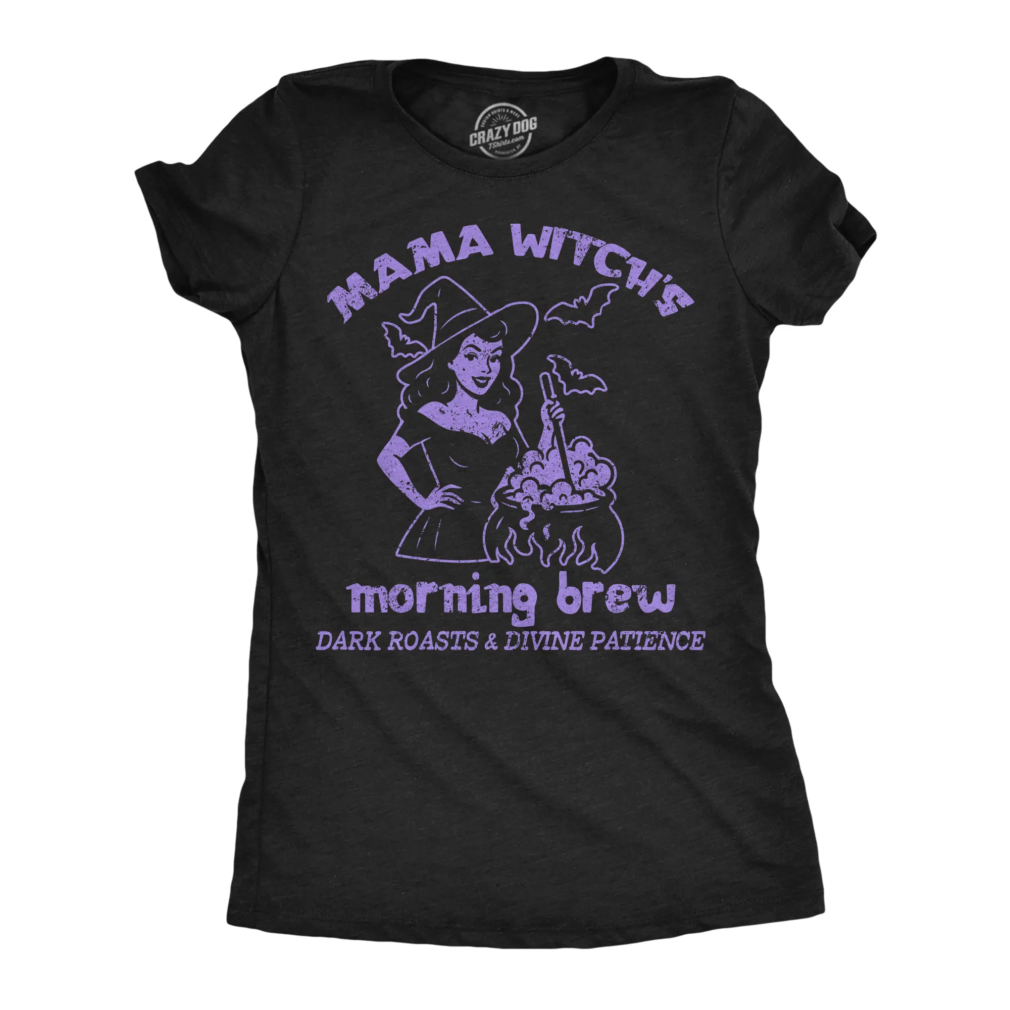 Womens Funny T Shirts Mama Witchs Morning Brew Halloween Tee For Ladies Funny Womens T Shirts Cute Vintage Fashion Casual Ladies T-Shirt Gift Halloween Tops for Women Funny Coffee Top Women's Novelty Tees Black -