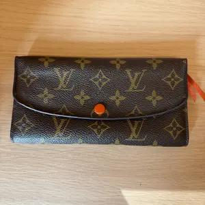 Pre-owned Louis Vuitton Monogram Canvas Long Wallet with Orange Button