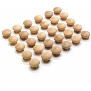 30-Pack Unfinished Solid  Knobs Pulls Handles - Round  Wooden Cabinet Knobs for Dresser Cabinet Wardrobe Cupboard and Furniture Drawer (Diameter: /8 Inches Height: 1 Inch)