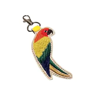 Sun Conure Embroidered Keychain | Conure keychain | Parrot Keychain | Sunday Conure keychain|  Jenday Conure Keychain | Parrot | Keychain