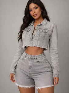 Mely Grey Rhinestone Short