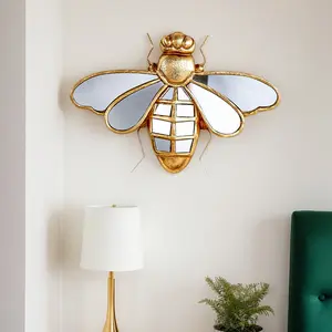 Creative Resin Bee Wall Hanging Decor, Home Decoration Craft, Mirror Surface Design, Perfect for Insect Enthusiasts & Parties