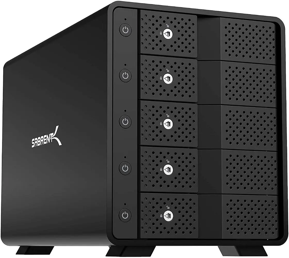 Sabrent 5-Bay USB 3.2 Gen 2 SATA Docking Station for 3.5 Inch HDD and SSD with Hot-Swap, Aluminum Enclosure, Cooling Fan