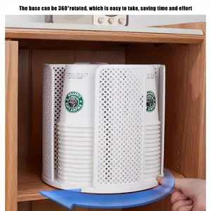 1PC 360° Rotating Paper Cup Dispenser, PP Plastic Cup Organizer Holder, Large Capacity Storage Rack for Coffee Cups, Spices & Desktop Supplies, Ideal for Coffee Shops, Milk Tea Stores, Office & Home Countertop Decor