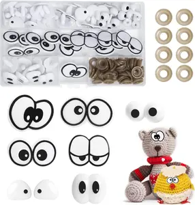 100 count Safety Eyes for Amigurumi Crochet and DIY Clay Decor,  20-40 mm 8 Styles Plastic Large Crochet Eyes Puppet Craft Eyes with Washers for Crocheting Doll