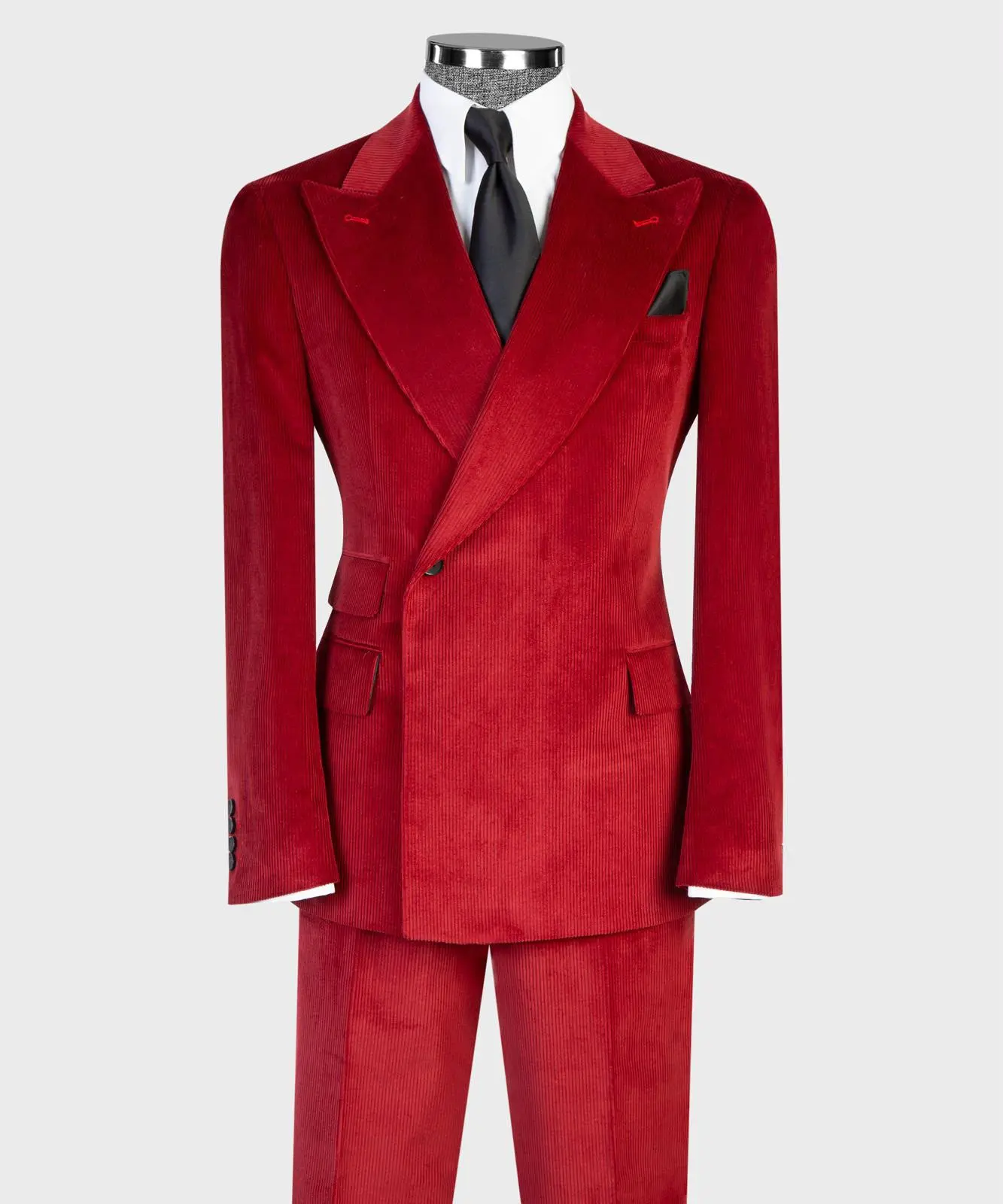 Ribbed Velvet Double-Breasted Suit