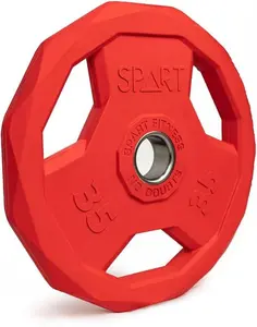 SPART Color Coded 35LB Olympic Grip Plate 2-Inch Rubber Coated Solid Cast Iron for Barbell Strength Training & Weightlifting