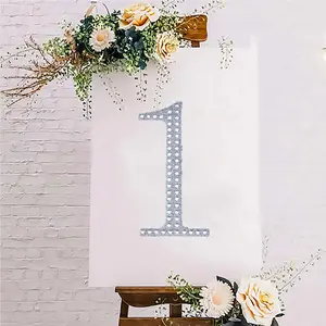 Decorative Rhinestone Number "1" Stickers 8", Silver Glitter Adhesive Craft Numbers - DIY Sparkle Embellishments