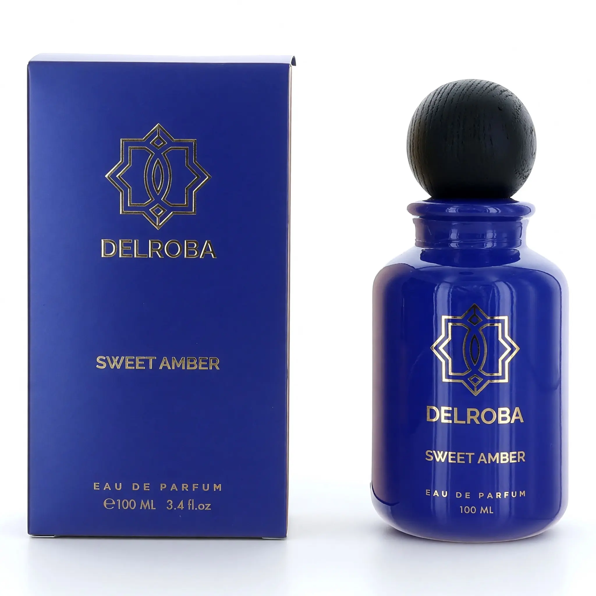 Delroba Sweet Amber EDP Spray for Men, Masculine Cologne with Notes of Vanilla, Coconut, Peach, and Cedarwood, 3.4 oz