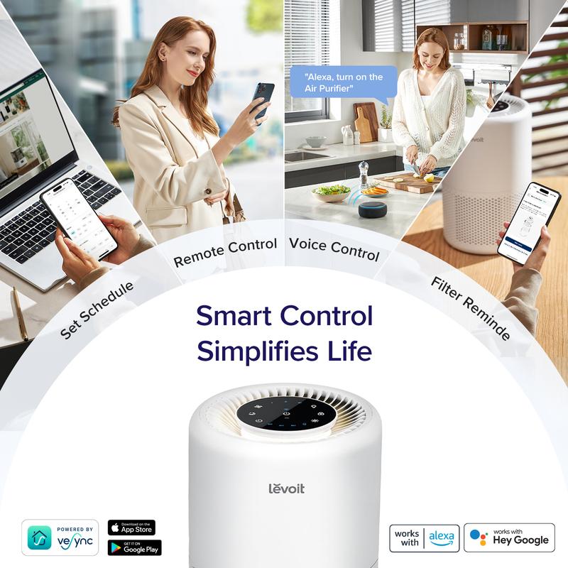 LEVOIT Core 200s Air Purifier for Bedroom, Smart WiFi Purifier Alexa Control, Allergies, Pollutants, Smoke, Dust, 24dB Quiet, purifier & filter bundle