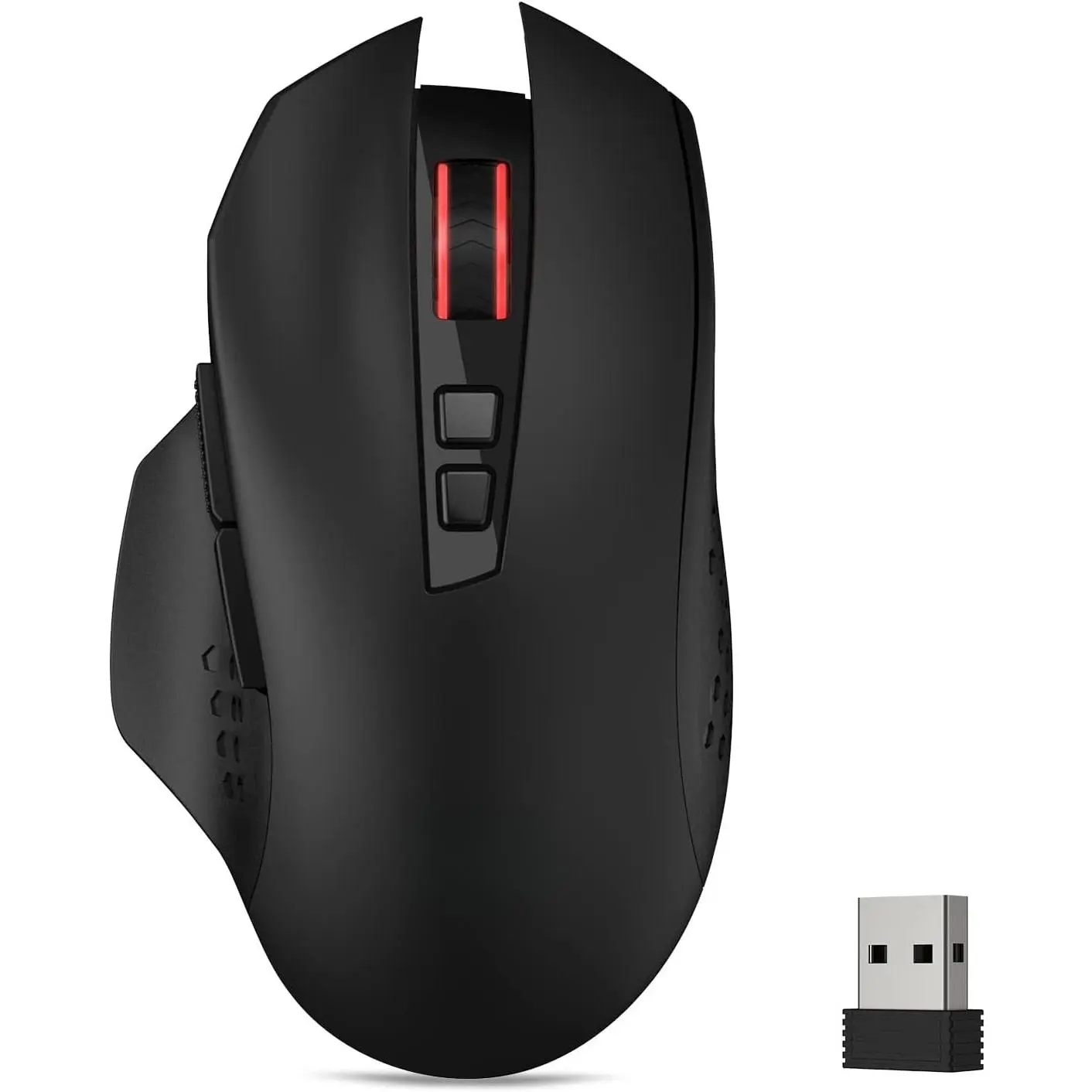 F-MUW06  M656 Gainer Wireless Gaming Mouse, 4000 DPI 2.4Ghz Wireless Mouse w/ 5 DPI Levels, 7 Macro Buttons, Red LED Backlit & Pro Software/Drive Supported, for PC/Mac/Laptop