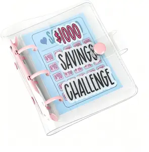 Mini Money Saving Binder - $1000 Money Saving Challenge Book, Budget Binder with Envelopes, Portable Home Organizer for Anytime Anywhere Deposits (Pink)