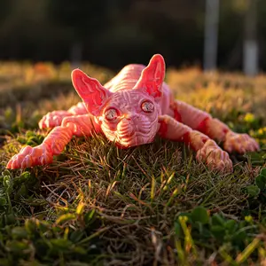 Articulated 3D Printed Sphynx Cat Figurine - Flexible Unique Desert Cat Sculpture, Boho Home Decor Shelf Ornament, Perfect Gift for Cat Lovers & Wildlife Enthusiasts