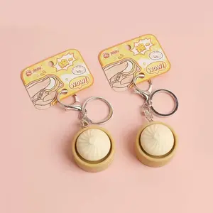 Dumpling Squishy Keychain, TPR Material Realistic Lifelike Stress Relief Fidget Toy, Pressable Soft Creative Key Charm for Daily Use
