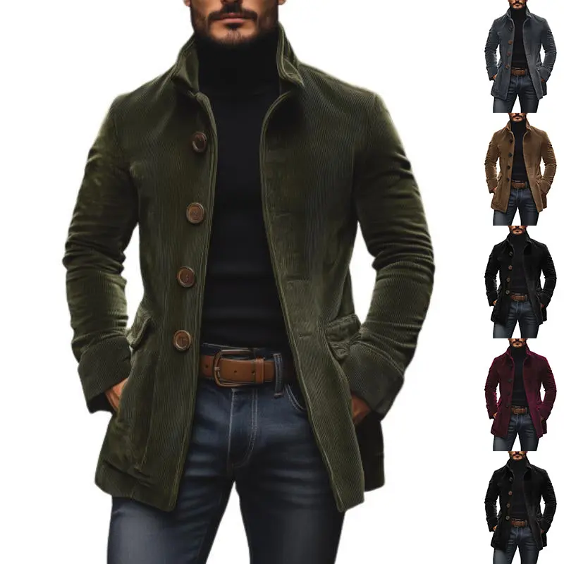 Men's Stand Collar Button-up Casual Blazer