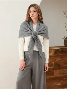 1Pc striped triangular scarf feel scarf autumn air conditioner neck protection shawl warm scarf versatile Trendy Solid Shawl