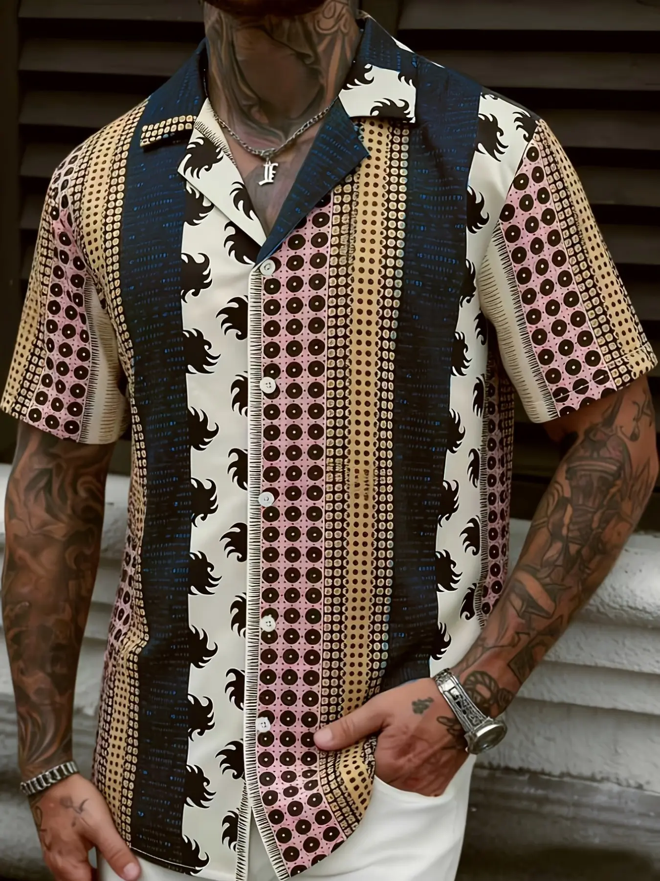 Men's Vacation Button Up Shirt Short Sleeve Summer Casual Printed Design, Perfect for Vacations and Outdoor Activities, Comfortable Lightweight Fabric, Casual Summer Style