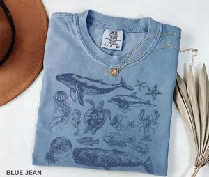 Comfort Colors Vintage 90s Sea Animals Tee, Retro Ocean Life Shirt, Sea Creatures T-shirt, Aesthetic Fish Top, Marine Lover Graphic Gift