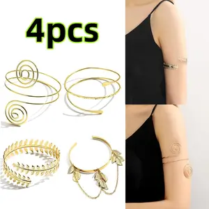4 pcs Arm Cuff Bracelets Adjustable Armlet Armband Set Gold Arm Cuff Jewelry Arm Cuff Bracelets Fashion Accessories