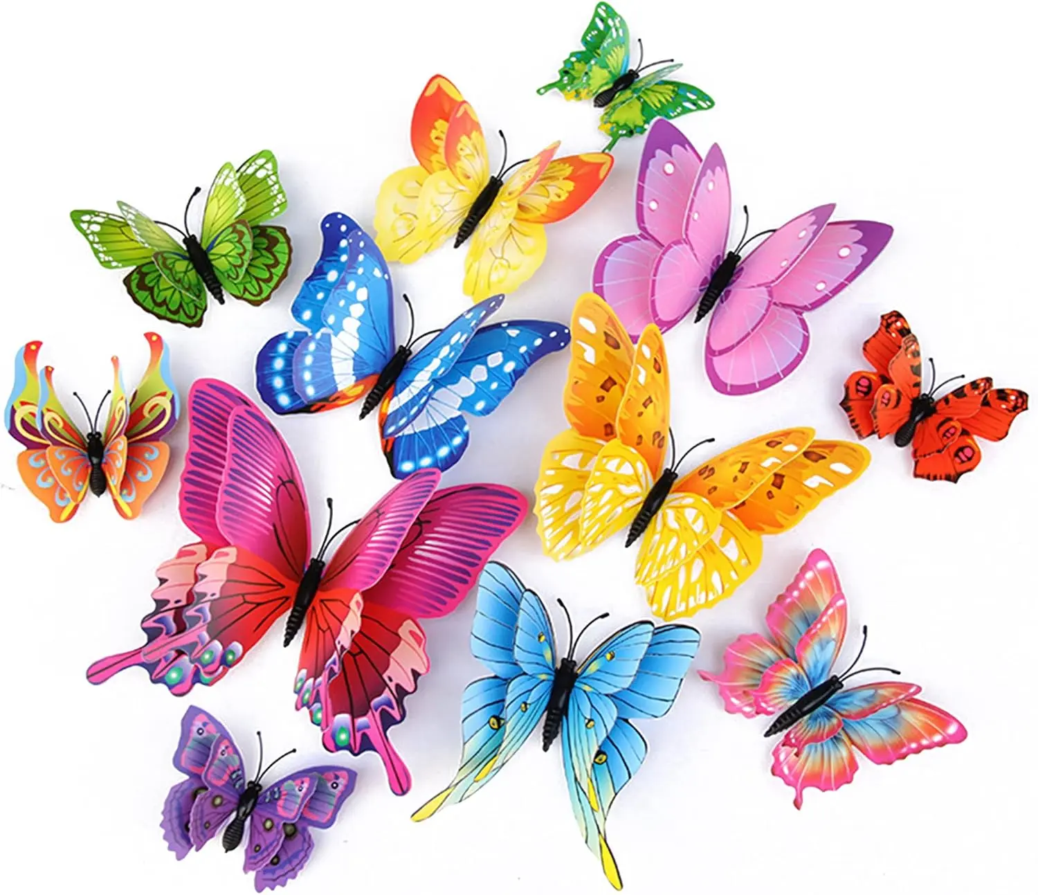 3D Colorful PVC Metal-Vinyl Butterfly Decal Wall Stickers - 24/48 PCS Magnetic Removable Renter-Friendly Decorations for Wedding, Room Decor, Decoration, Room Decorations
