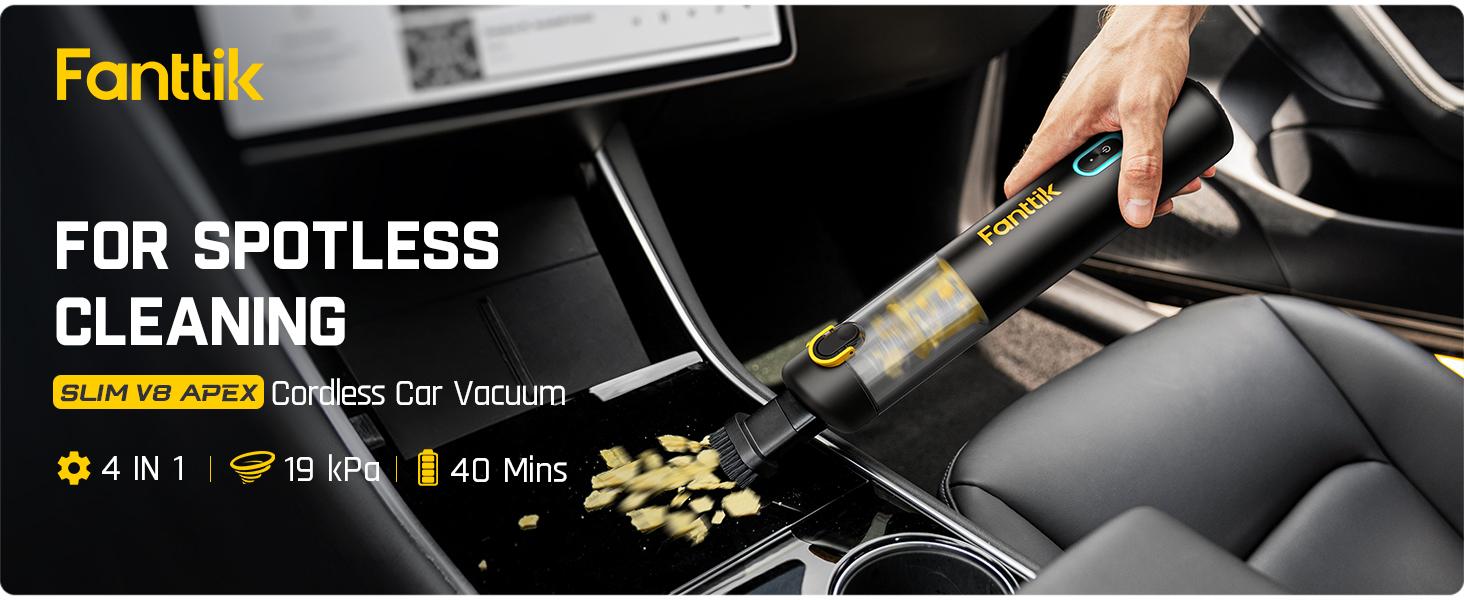 Fanttik V8 Apex Cordless Car Vacuum High Power, 19000Pa, RobustClean Mini Vacuum with Flexible Hose and Pet Brush, 2H Fast Charge, Portable Vacuum for Car Interior Home Cleaning Cleaner Automotive Summervibes summerwins,dorm essentials,home essentials