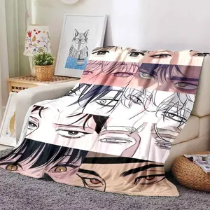 BL Manhwa Boys Eyes Collage Flannel Blanket Yaoi Anime Character Eyes Cozy Throw for Manhwa Fans Iconic Design Butter Soft Flannel Comfort Durable Print Versatile Otaku Decor