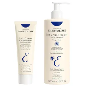 Embryolisse Lait-Crème Set Multifunction Daily Moisturizer, Primer, and Makeup Remover. Lightweight Face & Body, Hydrating, fForal, Comfort, Milky, Moisturizing, Moisture, Skin repair, Hydrate, Beeswax, Skincare, Scent Cream, 2.54 fl oz, 13.52 Fl Oz