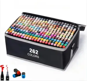 KIDGENIUS Dual Tip Alcohol Art Markers Set - 120/168/262 Pcs, Permanent Markers for Artists, Students & Kids Drawing, Sketching, Coloring & DIY Crafts, Great Back-to-School Supplies